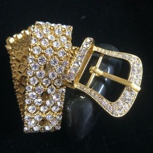 Crystal Buckle Bracelets, Gold, fits size 6-8